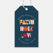 modern kleurig script prettige feestdagen monogram cadeaulabel (Voorkant)