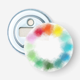 Modern kleurrijk Abstract geel Oranje blauw groen Button Flesopener