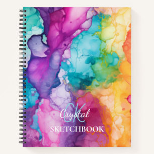 Modern Kleurrijk Aquarel Kunst Monogram Schetsboek Notitieboek