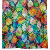 Modern Kleurrijk Bladpatroon Douchegordijn (Voorkant)