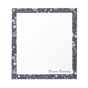 Modern kleurrijk blauw Floral Patroon op maat Notitieblok