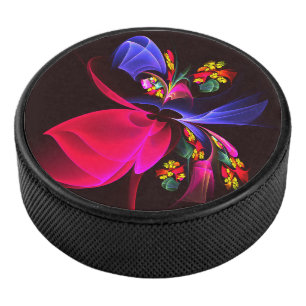 Modern kleurrijk bloemig Abstract kunstpatroon #06 Hockey Puck