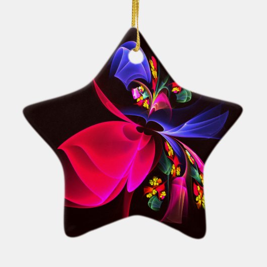 Modern kleurrijk bloemig Abstract kunstpatroon #06 Keramisch Ornament (Achterkant)