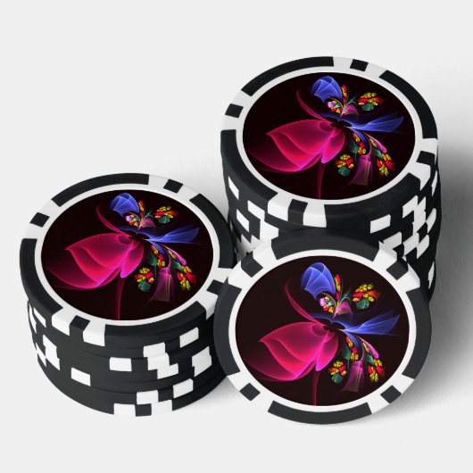 Modern kleurrijk bloemig Abstract kunstpatroon #06 Poker Chips (Opstapeling)