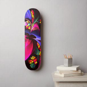 Modern kleurrijk bloemig Abstract kunstpatroon #06 Skateboard