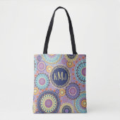 Modern kleurrijk Chic Monogrammed Mandala Pattern Draagtas (Voorkant)