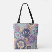 Modern kleurrijk Chic Monogrammed Mandala Pattern Draagtas (Achterkant)
