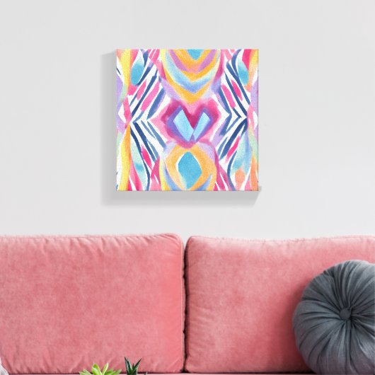 Modern kleurrijk hedendaags | Waterverf Bright Canvas Afdruk (Insitu (Woonkamer))