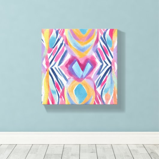 Modern kleurrijk hedendaags | Waterverf Bright Canvas Afdruk (Insitu (Houten vloer))