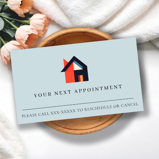 Modern kleurrijk huis blauw rood Sinaasappel afspr Visitekaartje