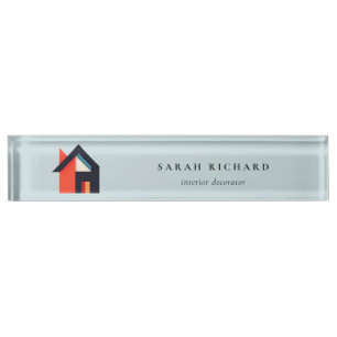 Modern Kleurrijk Huis Logo Makelaar Blauw Rood Ora Naambordje