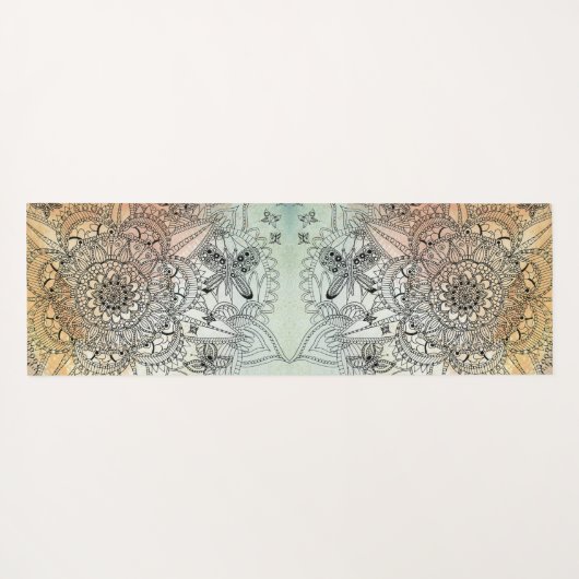 Modern kleurrijk Intricate Mandala Butterfly Yogamat (Achterkant (horizontaal))