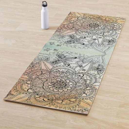 Modern kleurrijk Intricate Mandala Butterfly Yogamat (In situ)