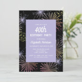 Modern Kleurrijk Leuk Vuurwerk Zwart Verjaardag Kaart (Staand voorkant)