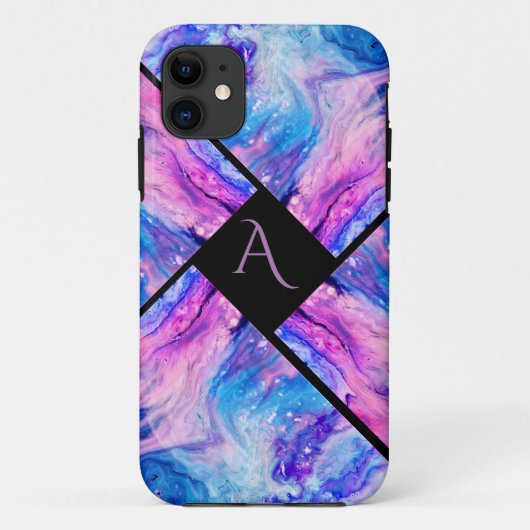 Modern kleurrijk marmer Monogram Case-Mate iPhone Case (Achterkant)