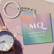 Modern kleurrijk pastelwit monogram Initiaal
