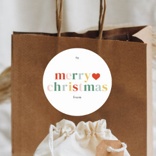 Modern Kleurrijk Prettig Kerstfeest Ronde Sticker