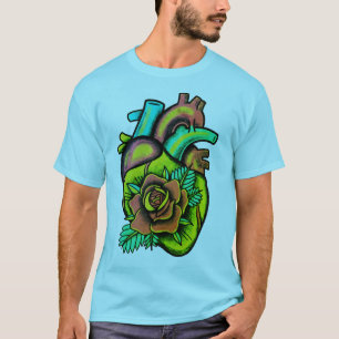 Modern kleurrijk psychedelisch roos t-shirt
