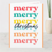 Modern kleurrijk Sinaasappel Vrolijk Kerstfeest Eé Kaart (Voorkant)