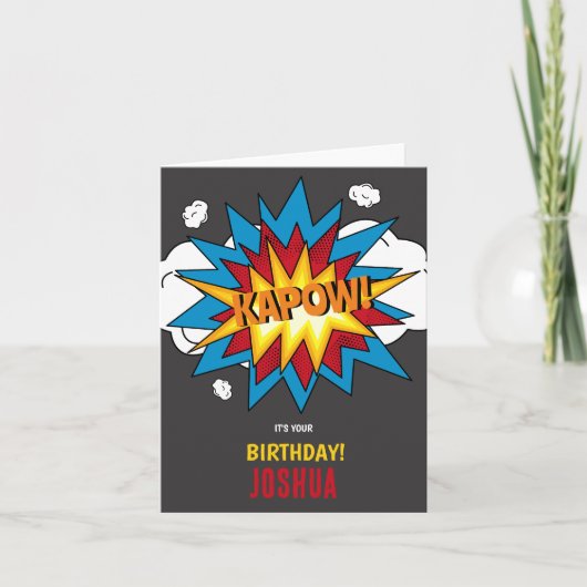 Modern kleurrijk stripboek KAPOW Pop Art Birthday Kaart (Voorkant)