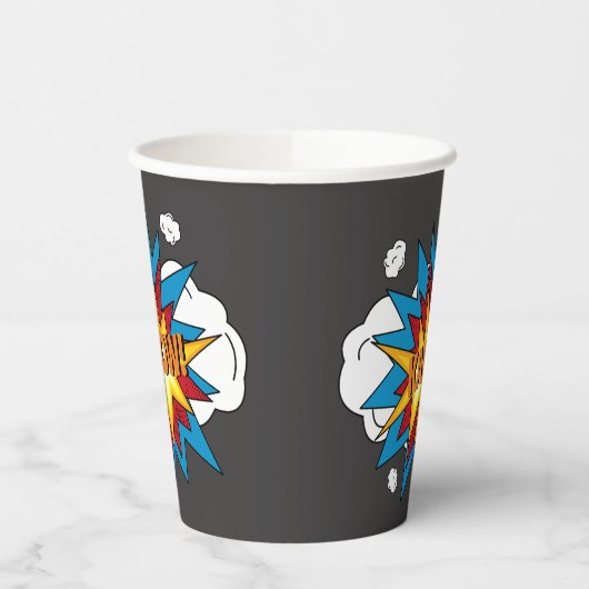 Modern kleurrijk stripboek KAPOW Pop Art Papieren Bekers (Links)