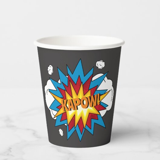 Modern kleurrijk stripboek KAPOW Pop Art Papieren Bekers (Voorkant)