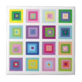 Modern Kleurrijk Vierkant Patroon uit het Midden v Tegeltje (Voorkant)