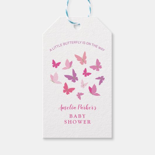 Modern kleurrijk vlinders Baby shower Cadeaulabel (Voorkant)