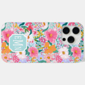 Modern Kleurrijke Bloementuin Monogram  Case-Mate iPhone Case (Achterkant (horizontaal))