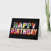 Modern kleurrijke Floral Happy Birthday Kaart (Voorkant)