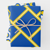 Modern kobalt Blue Gold Yellow Geometric Pattern Inpakpapier Vel (In situ)