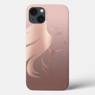 Modern koel meisjesgezicht silhouet iPhone 13 hoesje