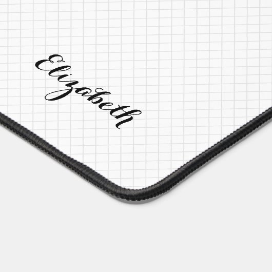 Modern Koel Wit Vierkanten Ontwerp Zwart Monogramm Bureaumat (Hoek)