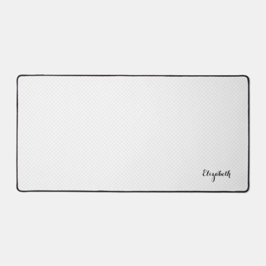 Modern Koel Wit Vierkanten Ontwerp Zwart Monogramm Bureaumat (Voorkant)