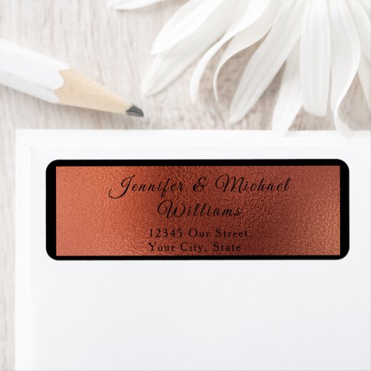 Modern koper en zwart Elegant Bruiloft Etiket (Insitu)