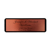 Modern koper en zwart Elegant Bruiloft Etiket (Voorkant)