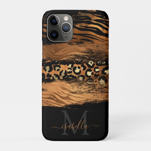 Modern koper glitter script monogram Case-Mate iPhone case (Achterkant)