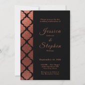 Modern koper & zwart Elegant Marokkaans Bruiloft Kaart (Voorkant)