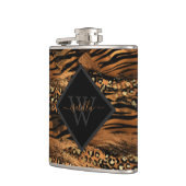 Modern Koperen Glitter Script Monogram Heupfles (Links)