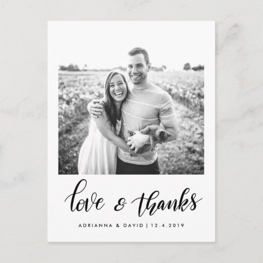 Modern Koppel Foto Liefde & Bedankt Script Briefkaart (Voorkant)
