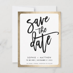 MODERN koppel script belettering faux gouden rand Save The Date
