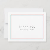 Modern koraal en Blauwgroen grens bedankkaart (Voorkant)