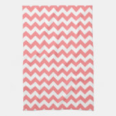 Modern koraal en witte Chevron Zigzag Patroon Theedoek (Verticaal)