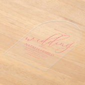 Modern koraal gedempt script minimale bruiloft acryl uitnodigingen (Laagn)