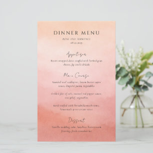 Modern Koraal Kust Chic Elegant Trouwmenu