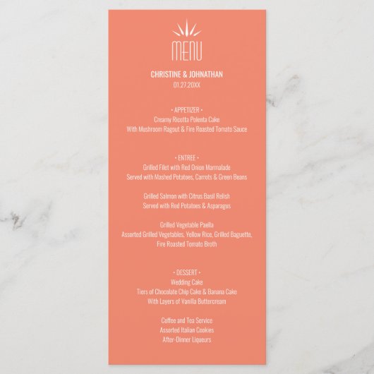 Modern Koraal Plat Menu (Voorkant)