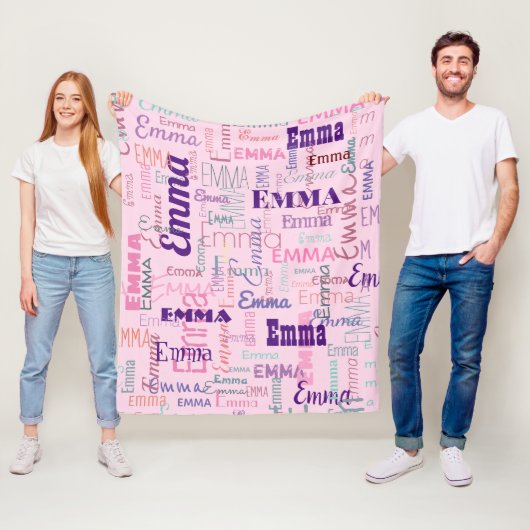 Modern Korte naam Graffiti roze naampatroon Fleece Deken (In situ)