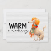 Modern koud weer poedel met warm wensen script feestdagenkaart (Voorkant)