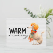 Modern koud weer poedel met warm wensen script feestdagenkaart (Staand voorkant)