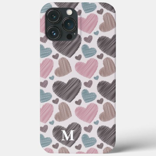Modern krabbelharten monogram op maat Case-Mate iPhone case (Achterkant)